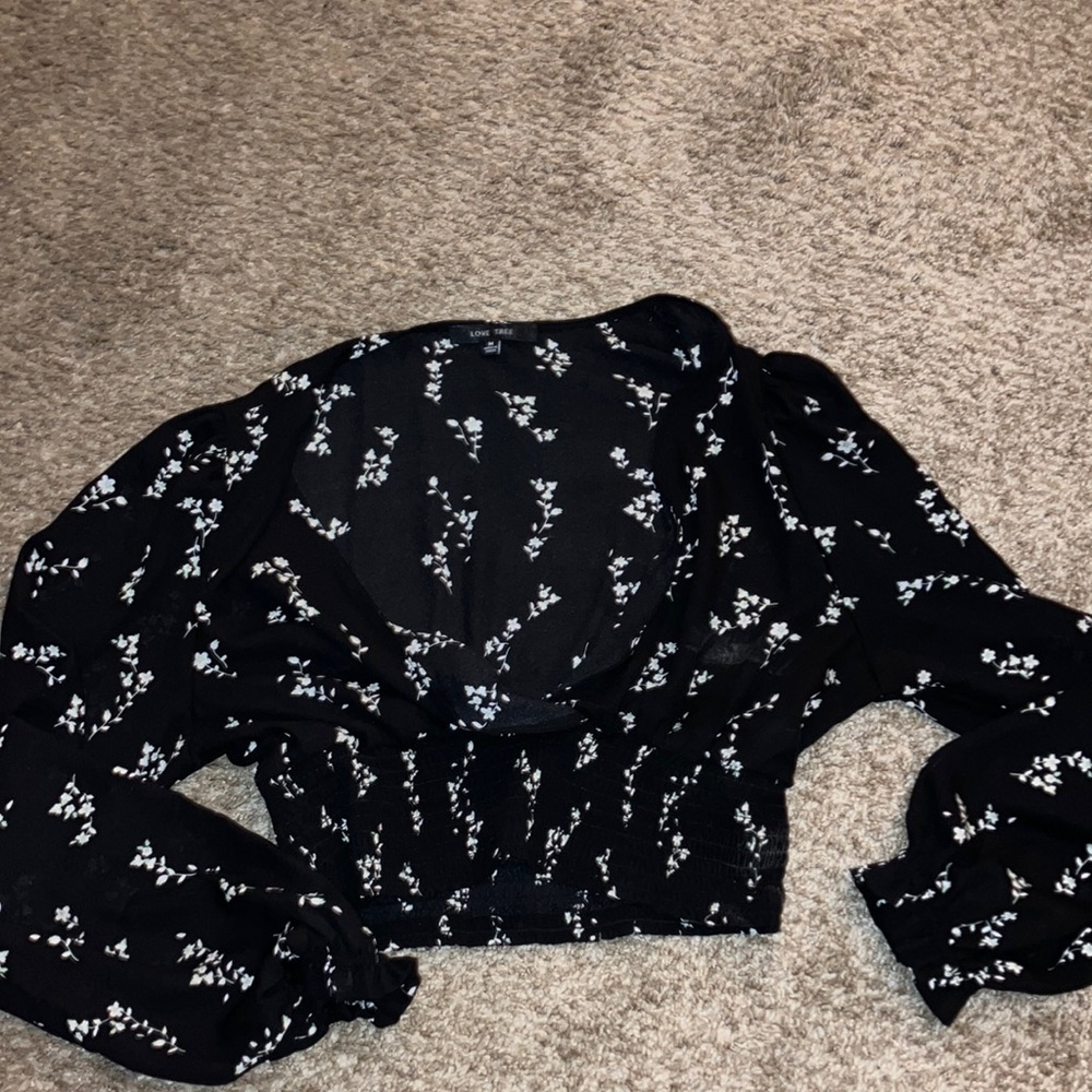 Deep plunge shirt crop top